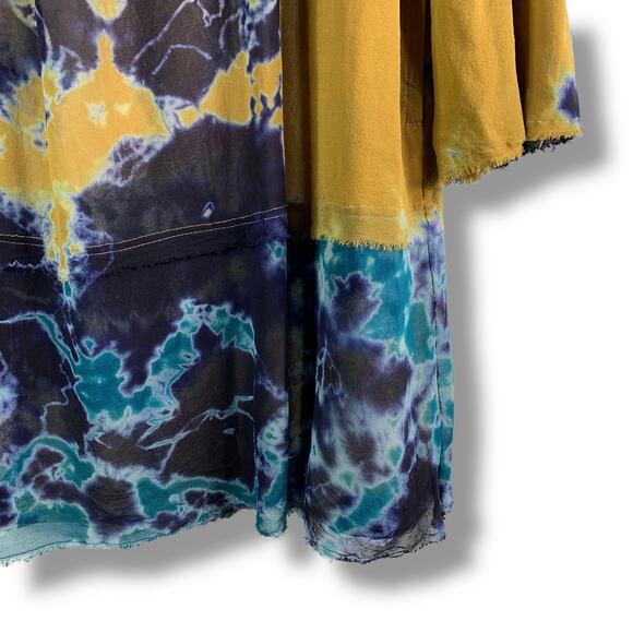 Raquel Allegra Tie Dye Silk Mini Dress Size 2 Babydoll Tent - Picture 5 of 10